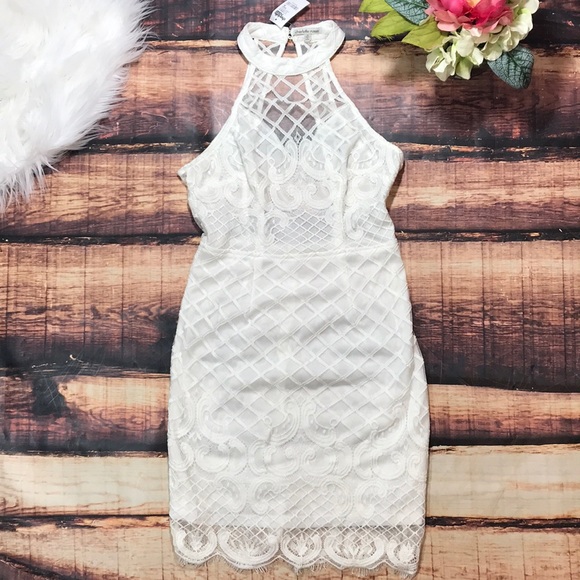 Charlotte Russe Dresses & Skirts - Beautiful White Lace Open Back Mesh Dress